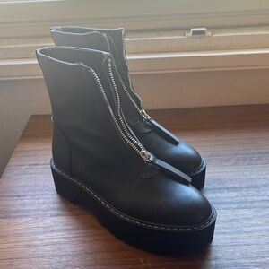 H&M Black Ankle Boots with Silver Zipper sz 8.5-9
